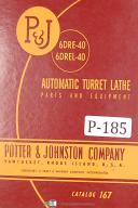Potter & Johnston-Pratt & Whitney-Whitney-Potter & Johnston, 6DRE-40 & 6DREL-40 Turret Lathe Parts List Manual 1957-6DRE-40-6DREL-40-01